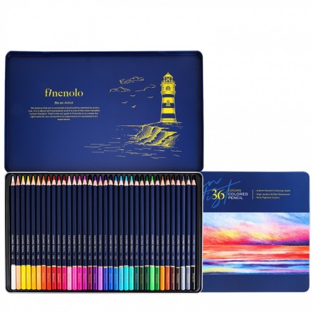 Family pencils 36 colors, Finenolo, 3.8 mm, hexagonal, in a metal pencil case