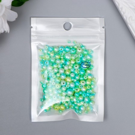 Beads for creativity plastic "Round. Gradient. Mermaid Greens" D = 3-8 mm, set 10 grams-2