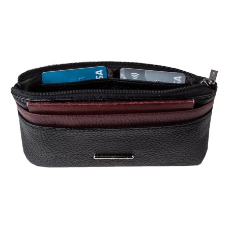 Purse with zipper, black-bearded color-1