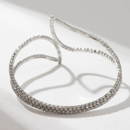 Bracelet with rhinestones "ice" beauty lines, white color in silver-1