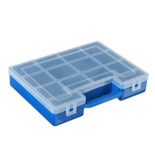 Box for fishing trifles K-07, plastic, 26.5 x 19.5 x 5 cm, blue