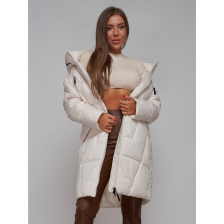 Coat insulated winter female, size 46, beige color-14
