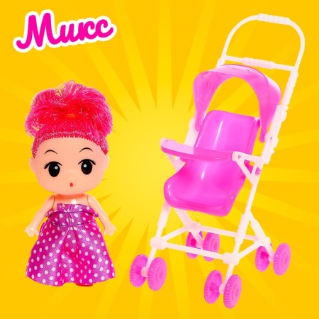 Baby doll "Alina" with a stroller, color mix-6