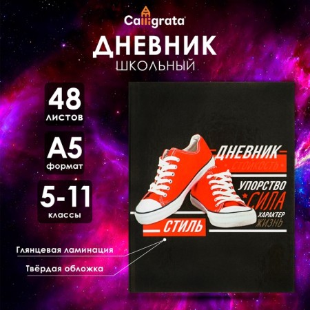 Diary for grades 5-11, "sneakers", solid cover 7BC, glossy lamination, 48 sheets