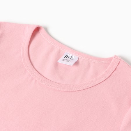 T-shirt female o-shaped neckline, light pink color, size 48-1