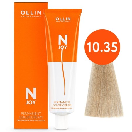 Cream-color hair Permanent Ollin Professional N-Joy, tone 10/35, light blond golden-magonon, 100 ml
