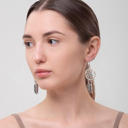 Earrings Assorted "History" Catcher, Blue color in black silver-3