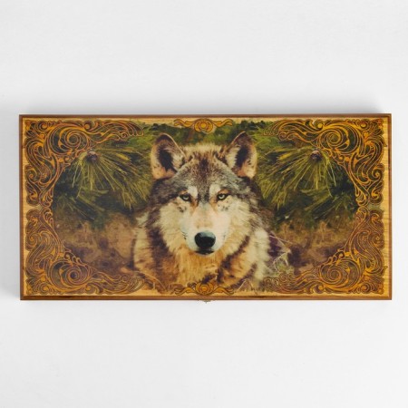 NARDS "TAARY Wolf", wooden board 50 x 50 cm, with a field for playing checkers