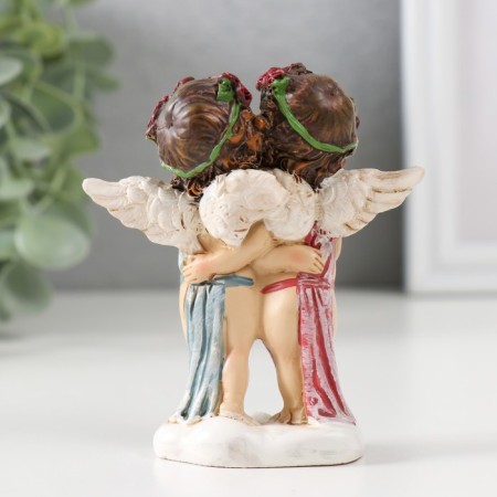 Souvenir Polystone "Two angels in wreaths with roses Secrets" 9x8.5x3.5 cm-2