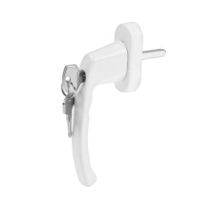 Window handle, 38 mm, with a lock, with a button, metal, white