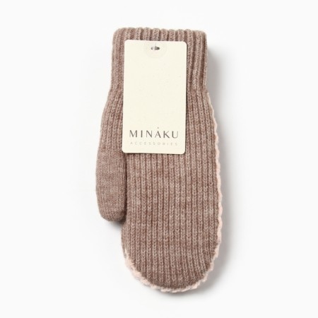 Women's mittens minku, brown color, 22 cm-3