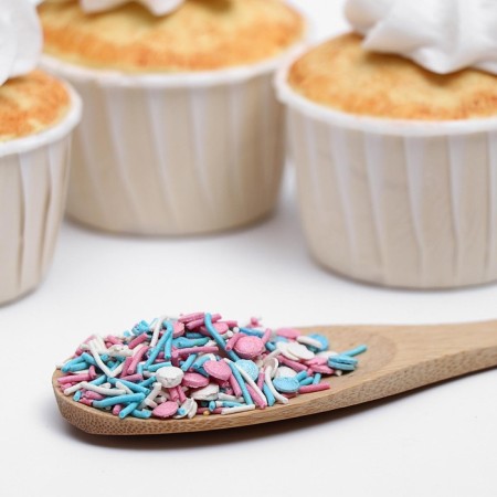 Confectionery sprinkling with a mild center "Mix": pink, blue, white, 50 g-1