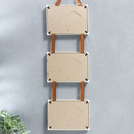 Triple photo frame on braid L-3 10x15 cm pearl (plastic screen)-2