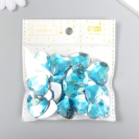 Decor for creativity plastic "Rhinestones Heart. Blue Water" set 30 pcs 2.5x2.5 cm-3