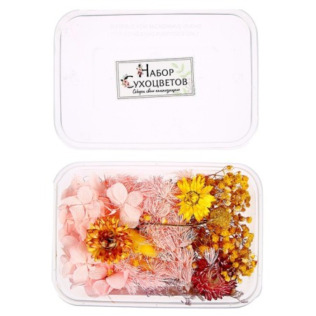 Set for creativity "Set of dried flowers" is large, pink + yellow
