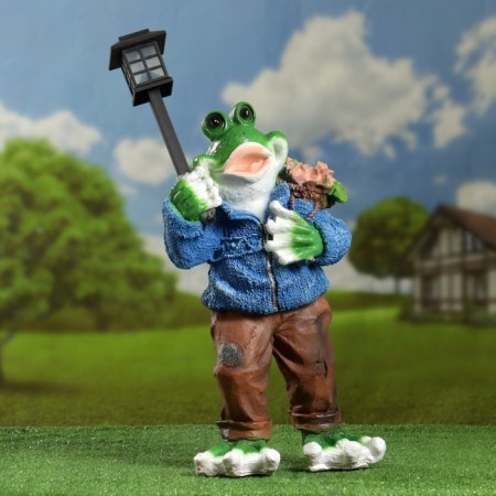 Garden Lanter "Frog in a sweater with a lantern" 58cm-5