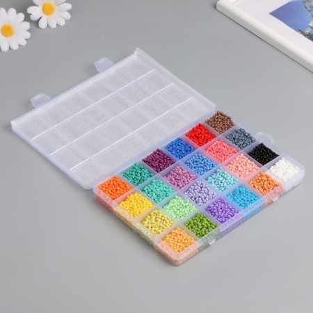 Glass 8/0 (3 mm) in the box "Pastel" 24 colors x 15 g 19x13x2.1 cm