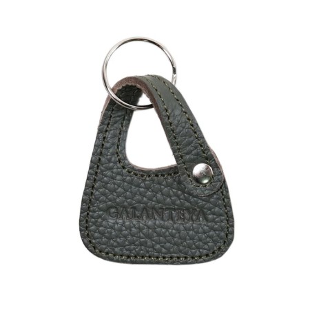 Key keychain, genuine leather, 60x50x3 cm, olive t.