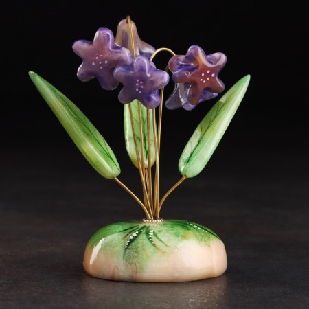 Souvenir "Flowers Bells", 5 flowers, purple, selenite
