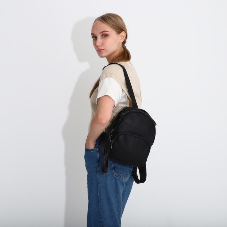 Women's backpack of artificial leather with lightning, 1 pocket, black color-5