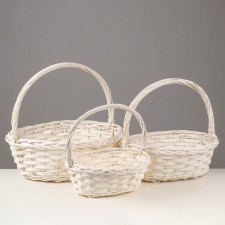 Set of wicker baskets, 47x39x17/43, 40x32x15/38, 33x25x13/33 cm, 3 pcs., Bely, Ivas