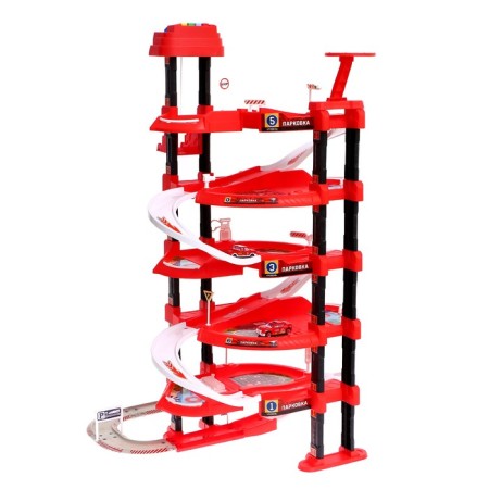 Parking "Fire Station", light, sound, elevator, with metal machines and helicopter-3