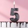 Candle in the cake on the skewer "Fine", the number "5", black, 5 cm