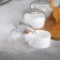 A set of ceramic saucers on a wooden stand "Estet", 5 objects, white color