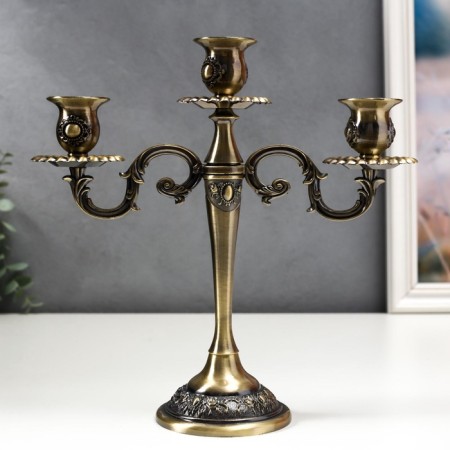 Summary Metal for 3 candles "Medallion" Color of bronze 26.5x27x9.5 cm-1