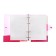 A notebook on rings A5 120 sheets in the Lorex "Neon. Pink" cage, with a change of block, a plastic cover, with stickers