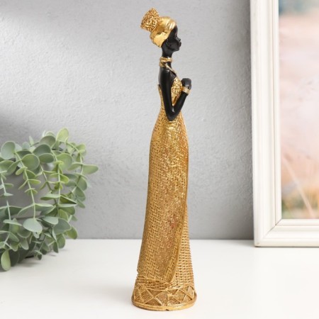 Souvenir Polystone "African in a wicker dress" Gold 27x8x6 cm-1
