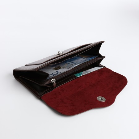 Women's wallet on a magnet, brown color-3