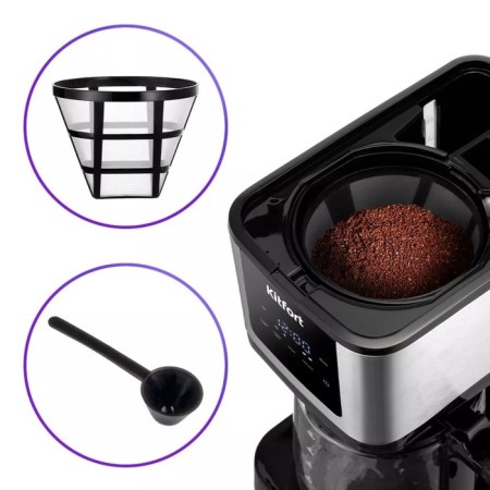 Coffee machine KitFort KT-7217, capsule, 900 watts, 1.25 l, black-silver-5