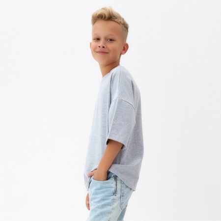 T -shirt Children's Minaku: Basic Line Kids, color gray melange, height 122 cm-4