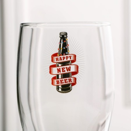 The beer glass "Happy New Beer!", 570 ml, neckline-2