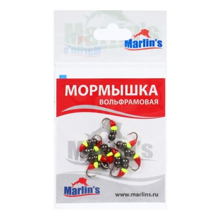 Mormyshka Wolfram Marlin’s Murash No. 3, 4 mm, 1 g, lemon color, black, 10 pcs.-1
