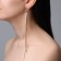 Hanging earrings with Hollywood rhinestones with threads, white color in gold, 19.5 cm