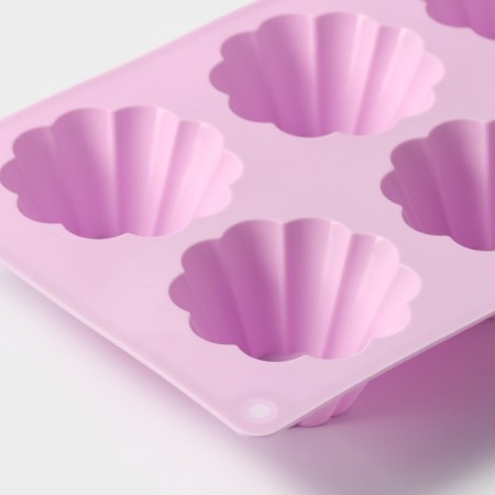 The form for baking the share "Sweets. Puding ”, silicone, 29.5 × 17.5 cm, 6 cells (7.7 × 4 cm), color mix-4