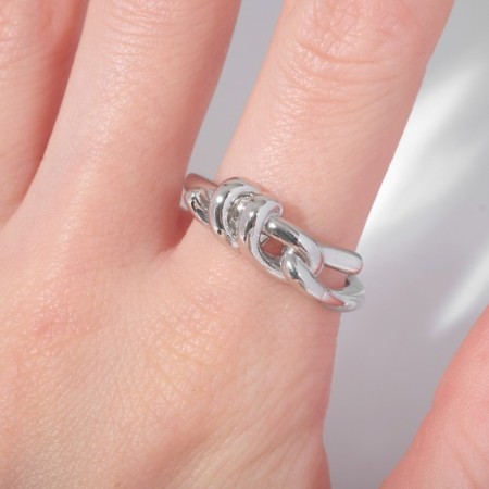 Ring "Knot" double, the color is silver, dimensionless-2