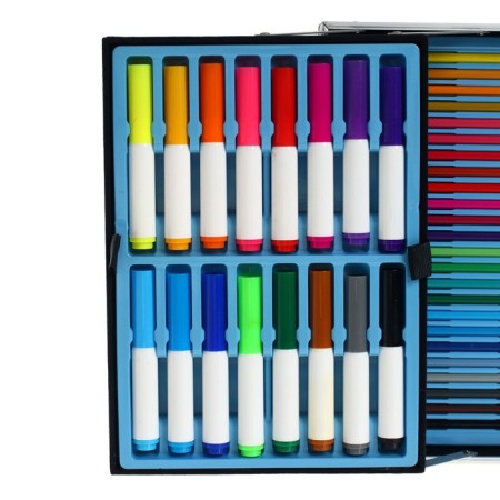 Set for drawing, in a suitcase, blue-2