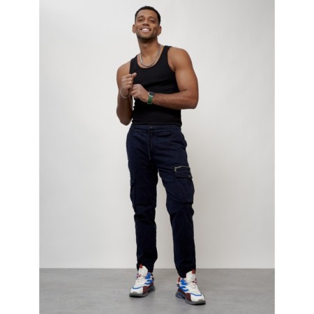 Cargo jeans men, size 48, dark blue color-9
