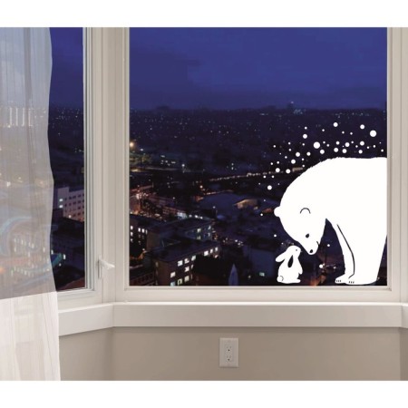 Decorative sticker for windows "Bear and Bunny" 40x45 cm (snow 10x20 cm)-1