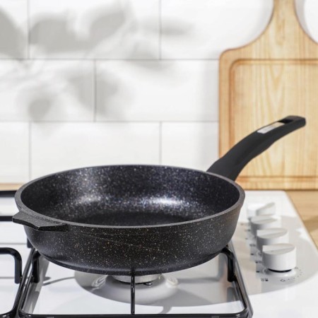 Granite Star pan, d = 24 cm, plastic handle, anti -stick coating, black color-6