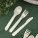 A set of cutlery for 2 people, 6 items: 2 forks, 2 spoons, 2 knives, beige color