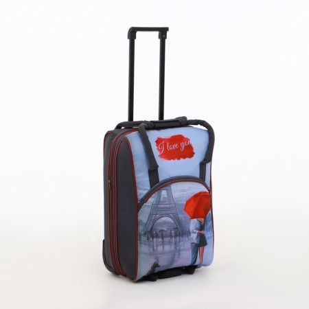 Small 37 L (S) suitcase with a SACVOYAGE bag, lightning department, extension, external pocket, gray color gray-2