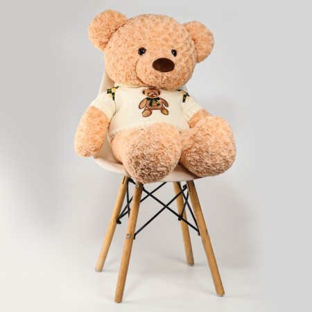 Soft toy "Bear", in a jacket, 80 cm, beige color-3