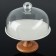 Ceramic dessert stand with a lid-plush on an esthete wooden leg, d = 24.5 cm, white color