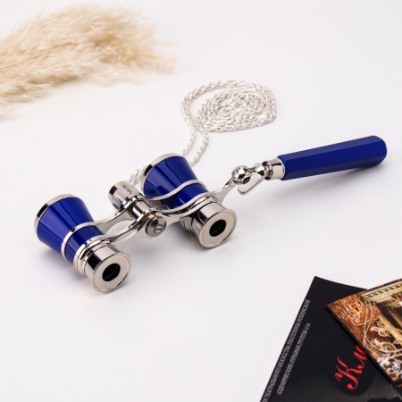 Theater binoculars, telescopic pen, chain, blue-2