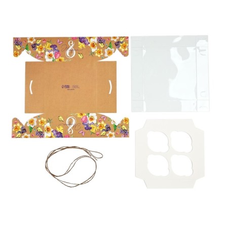 Capcake box, confectionery packaging, 4 cells “since March 8”, 16 x 16 x 7.5 cm-5
