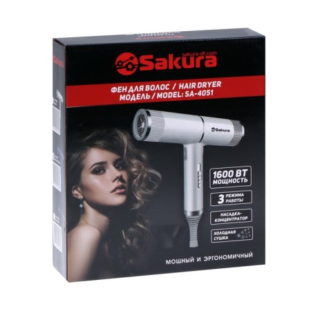 Feng Sakura SA-4051GR, 1600 W, 3 speeds, 3 pace. mode, concentrator, cord 1.8 m, green-6